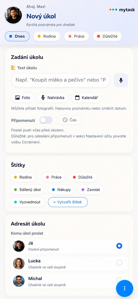 MyTask — detail úkolu